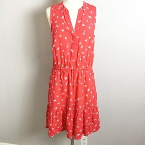 Gap Summer Dress Pleaded Floral Red & White  New Size Small